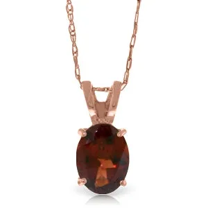 0.85 Carat 14K Solid Rose Gold Solitaire Garnet Necklace