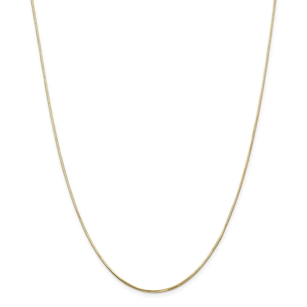 1.2mm, 14k Yellow Gold, Octagonal Snake Chain Necklace