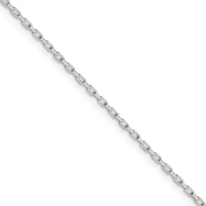 1.3mm Sterling Silver Open Elongated Solid Box Chain Necklace