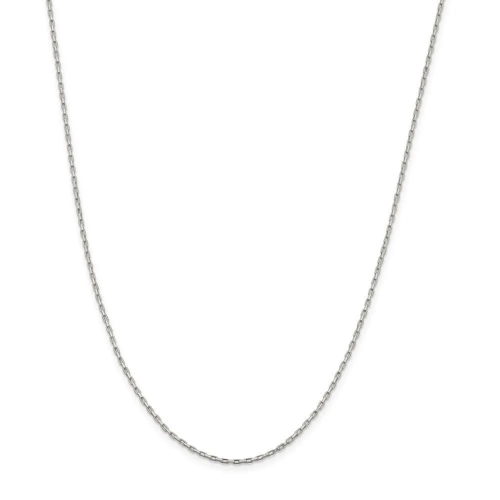 1.3mm Sterling Silver Open Elongated Solid Box Chain Necklace