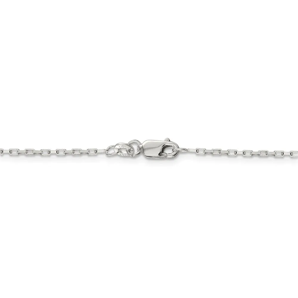 1.3mm Sterling Silver Open Elongated Solid Box Chain Necklace