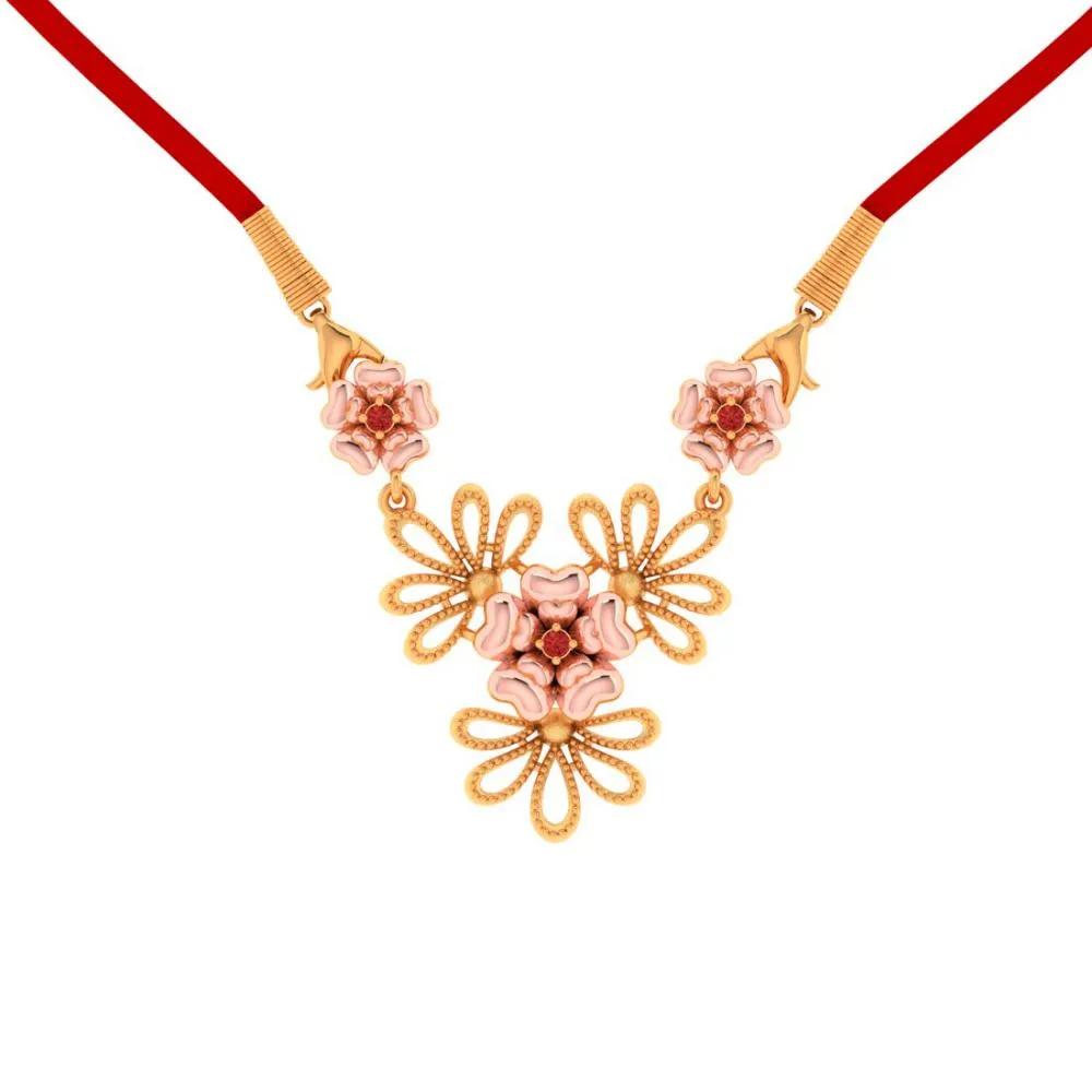 14k Multiple Flowers Designed Gold Elegance Necklace