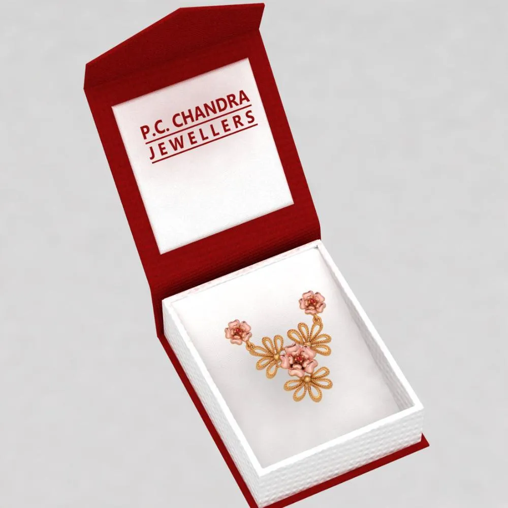 14k Multiple Flowers Designed Gold Elegance Necklace