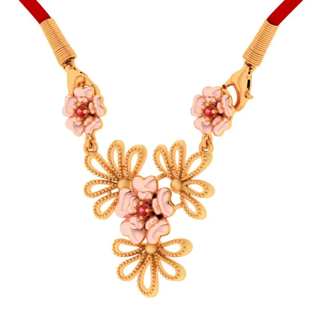 14k Multiple Flowers Designed Gold Elegance Necklace