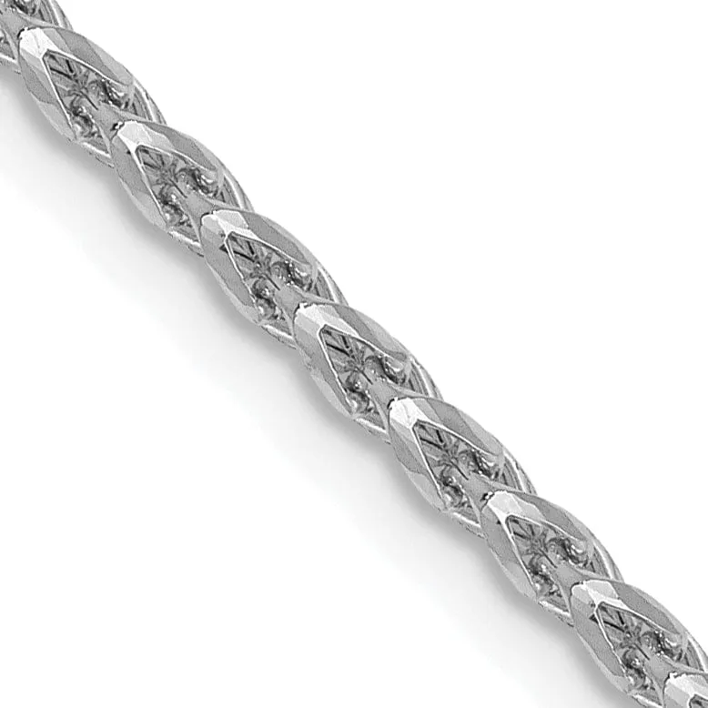 14K White Gold 1.6 mm D.C Open Franco Chain