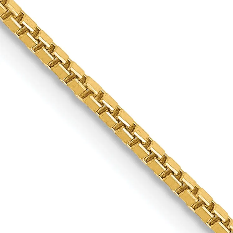 14k Yellow Gold 1.30mm Polish Solid Box Chain