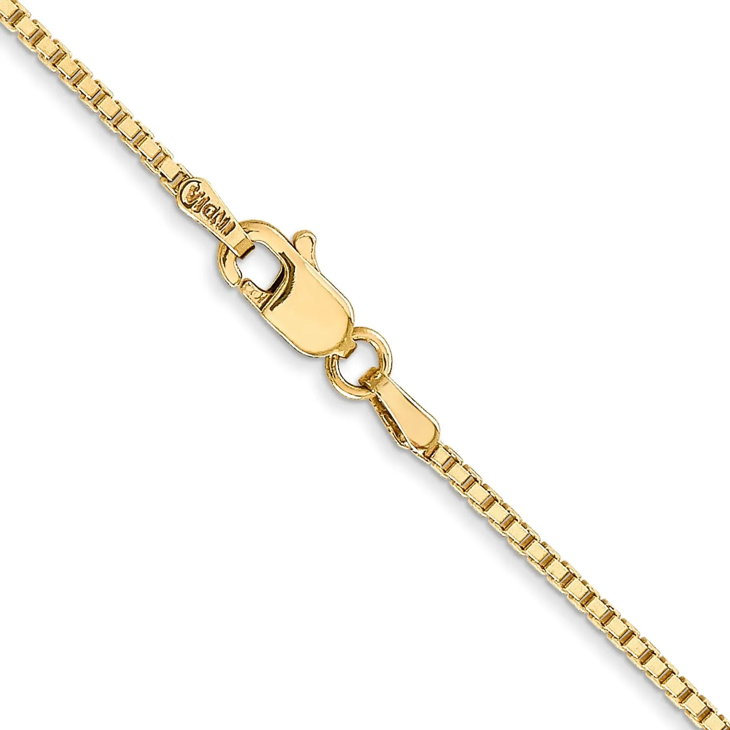 14k Yellow Gold 1.30mm Polish Solid Box Chain