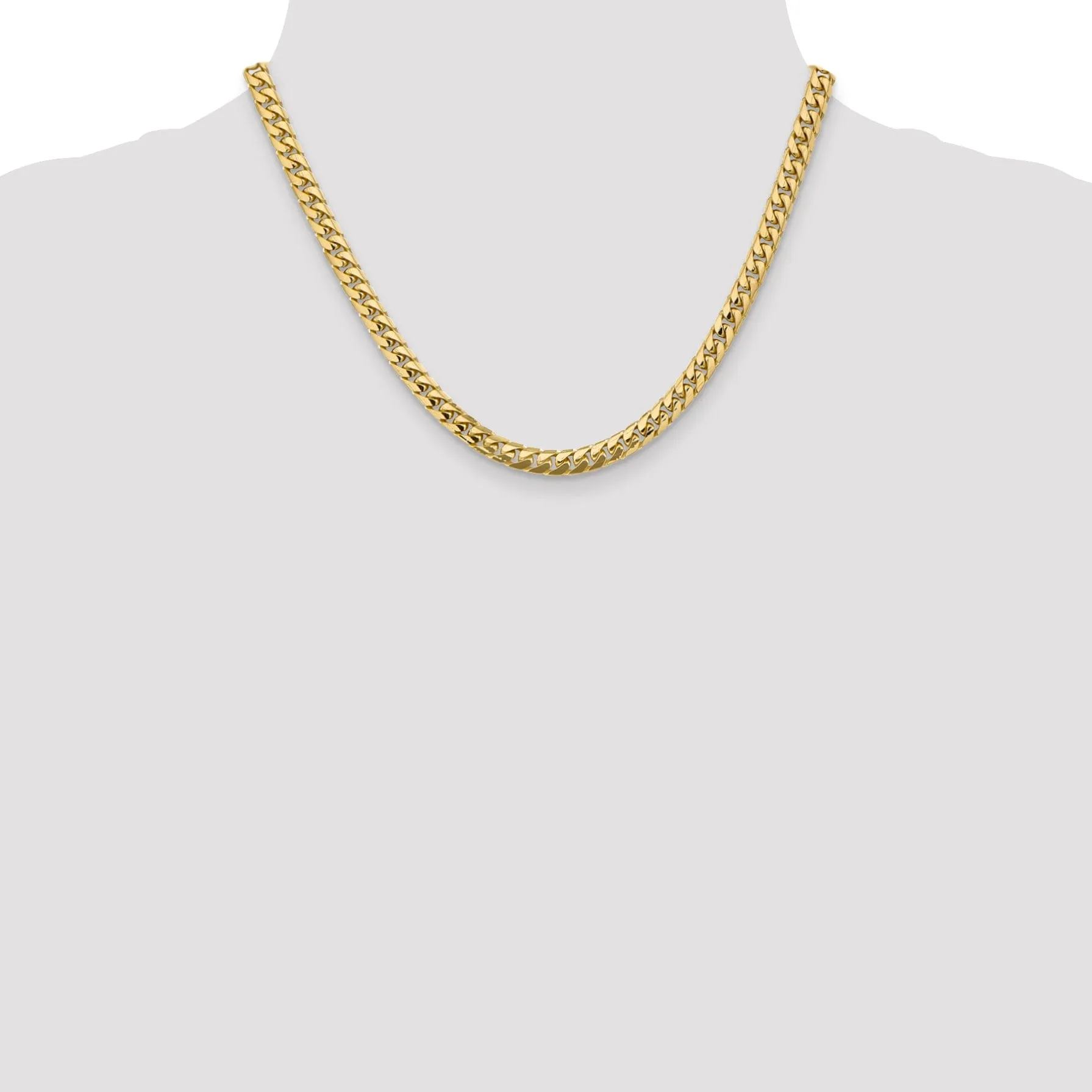 14k Yellow Gold 5.50-mm Domed Curb Link Chain