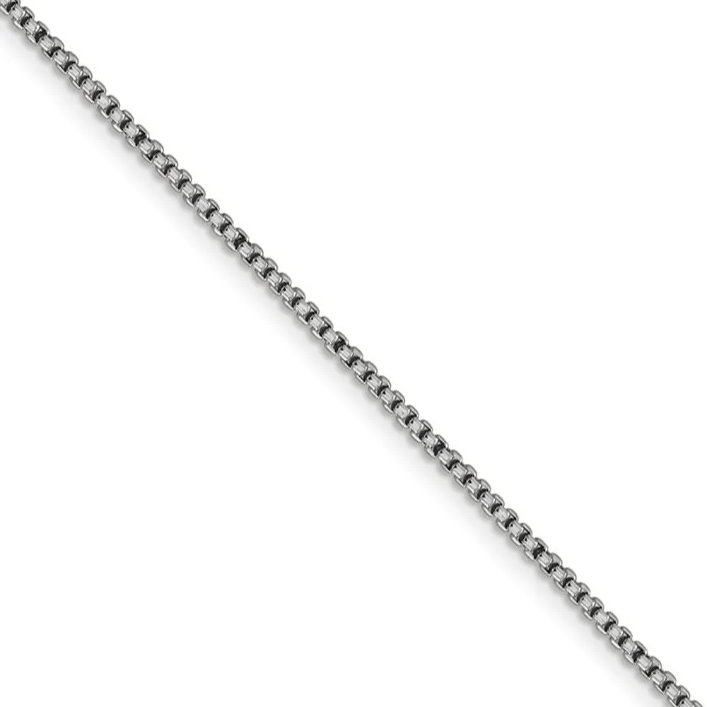 1.5mm 14k White Gold Hollow Round Box Chain Necklace