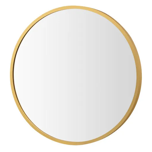 16-inch Round Wall Mirror with Aluminum Alloy Frame-Golden