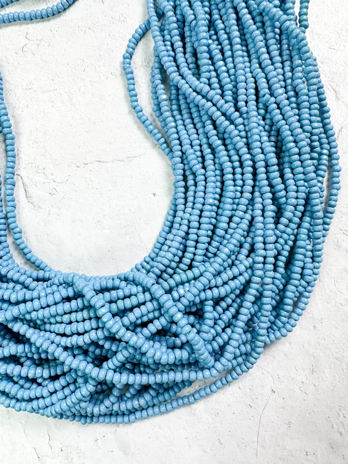 20 Strand Small Wooden Bead Necklace, Turquoise