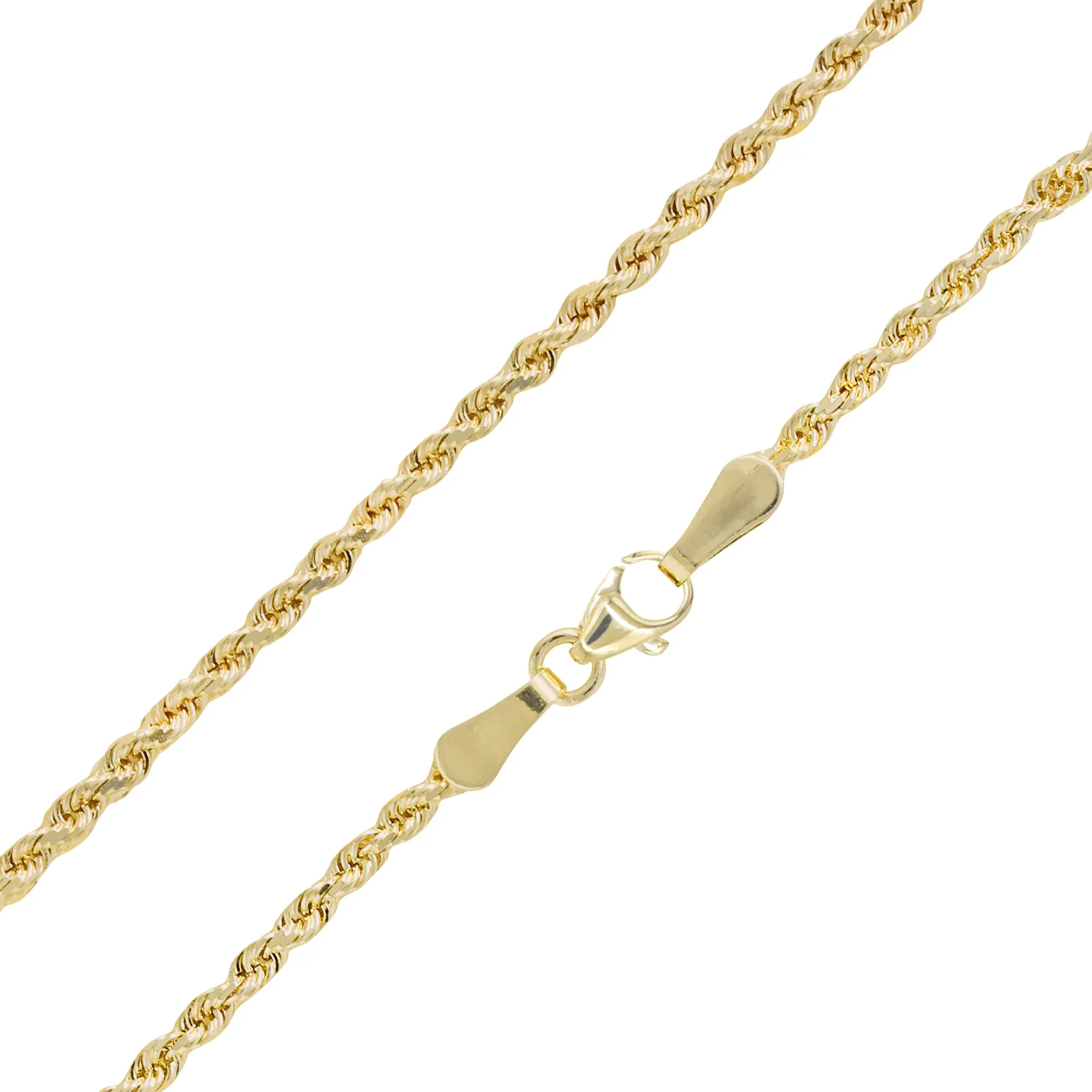 20" 2.1mm Diamond Cut Rope Chain Necklace