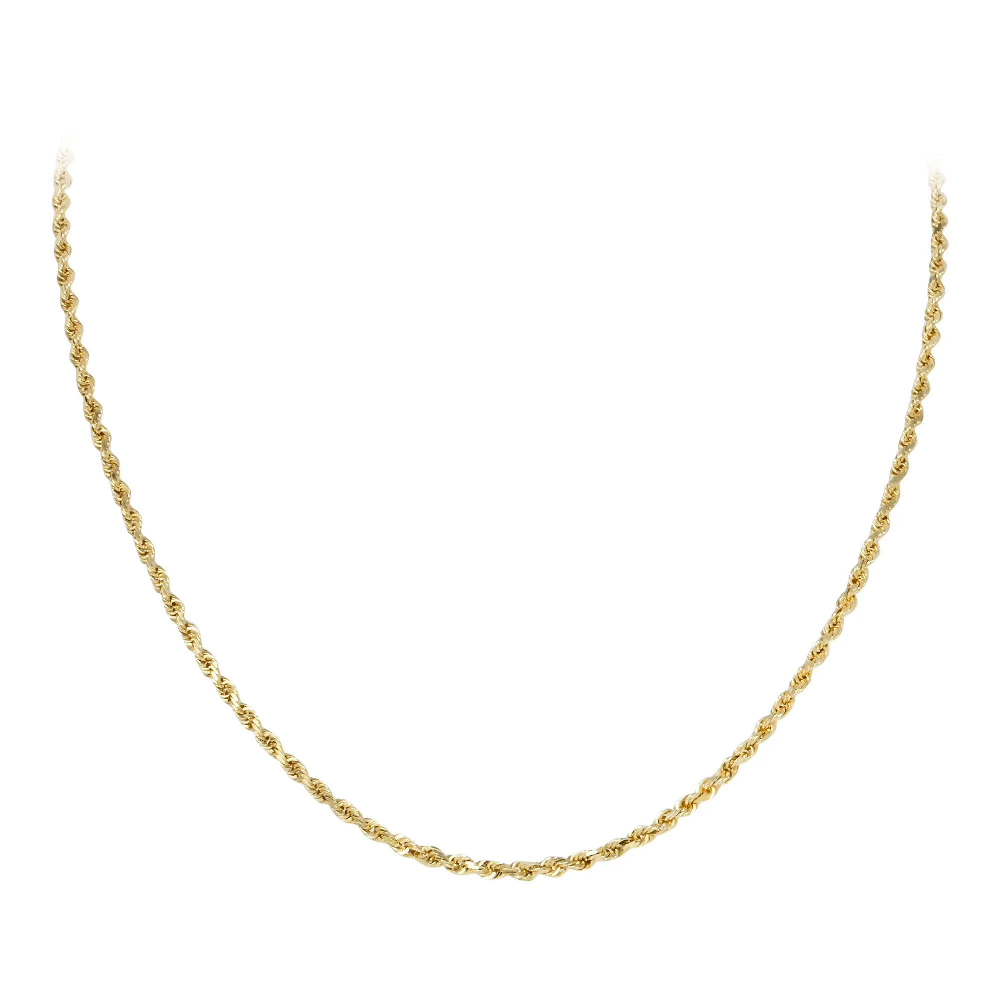 20" 2.1mm Diamond Cut Rope Chain Necklace