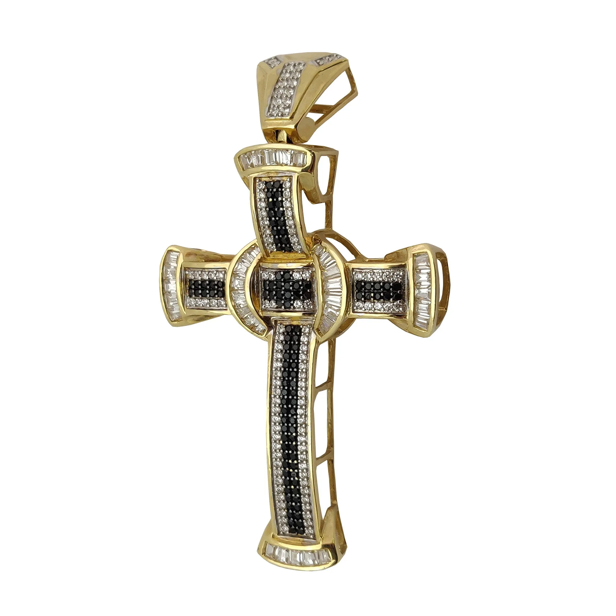 3D Iced-Out Cross CZ Pendant (14K)