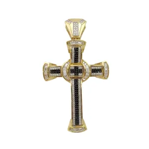 3D Iced-Out Cross CZ Pendant (14K)