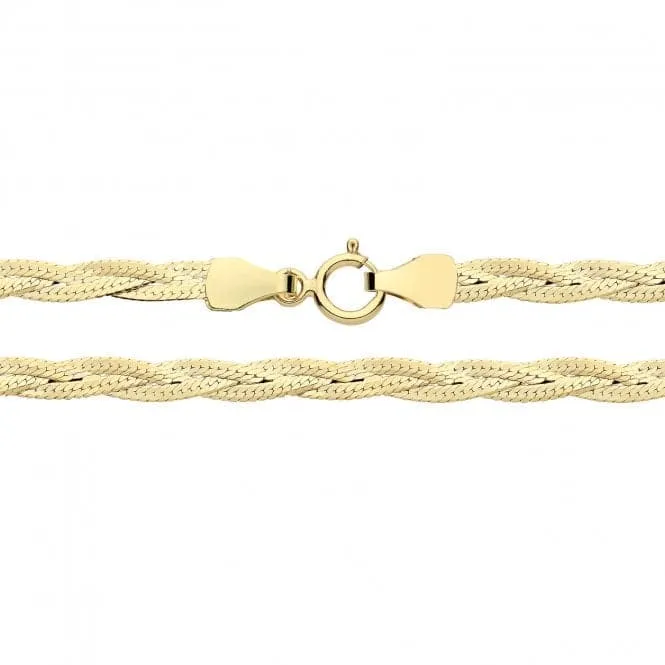 9ct Yellow Gold Plaited Snake Chain Necklace CH579