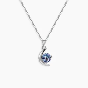 Alexandrite Half Moon Crescent Pendant Necklace