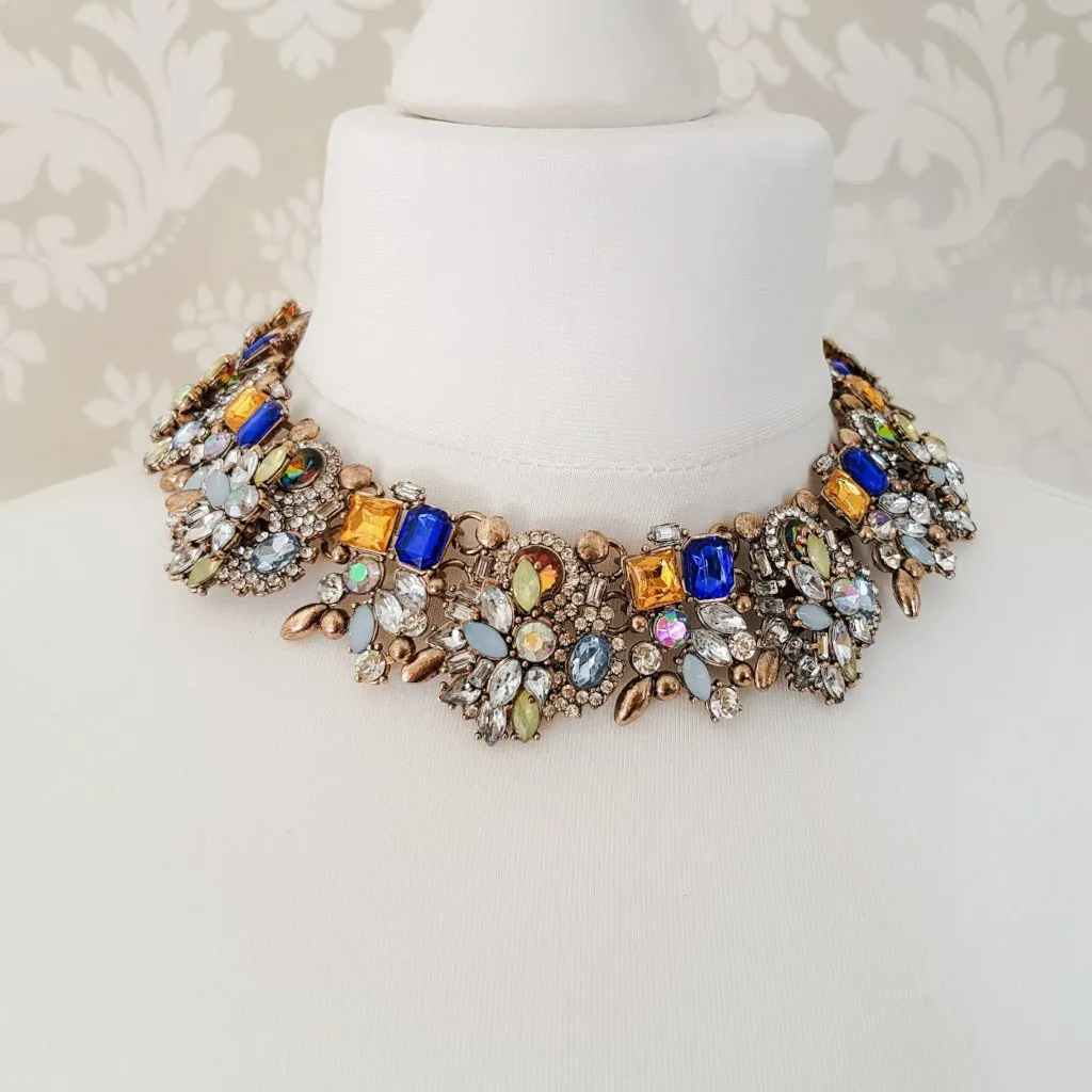 AVAANI Blue Rhinestone Necklace