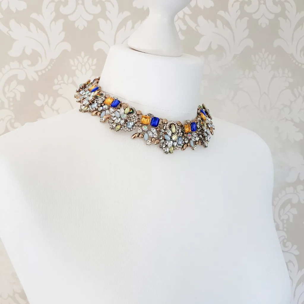 AVAANI Blue Rhinestone Necklace