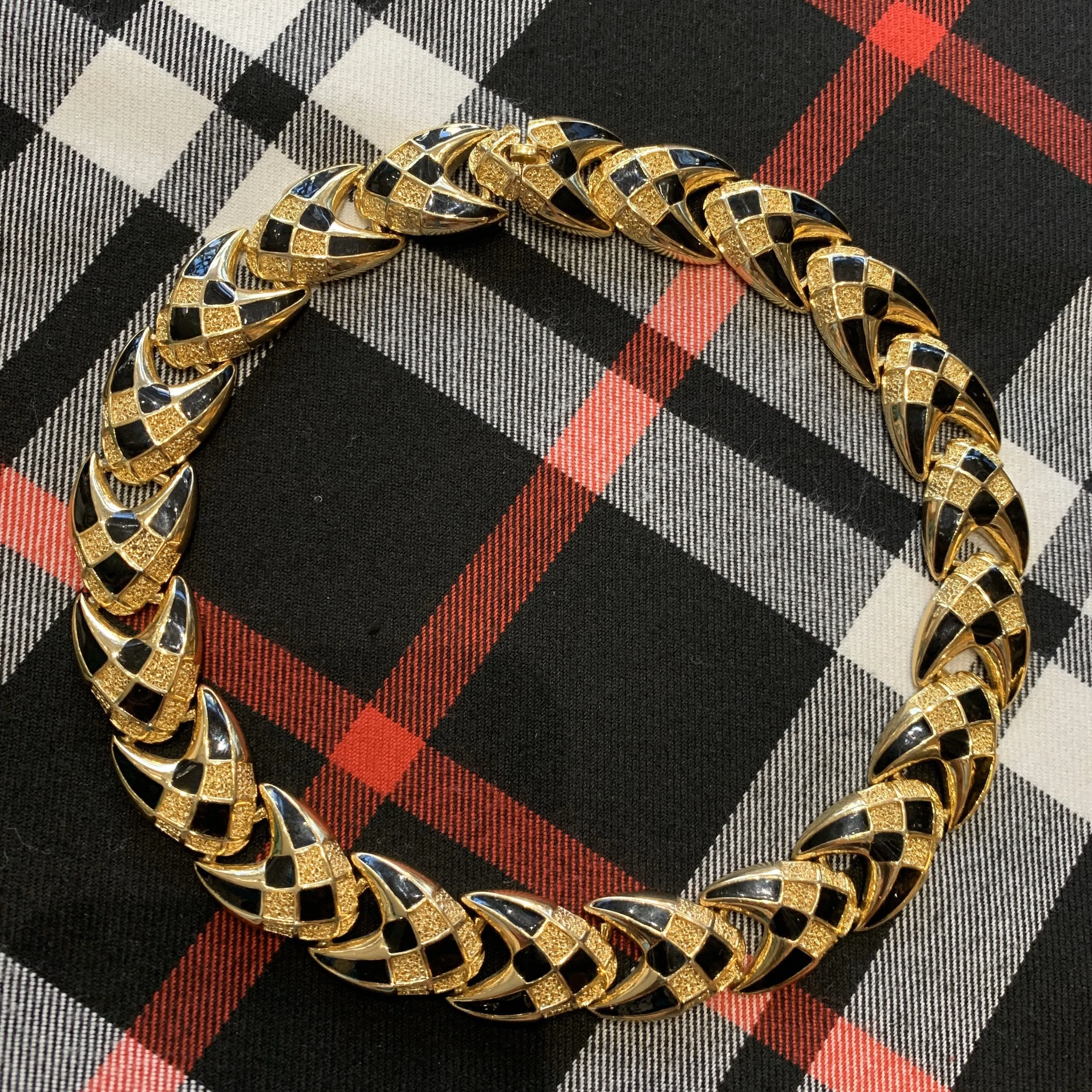 Balenciaga Necklace Black and Gold Enamel