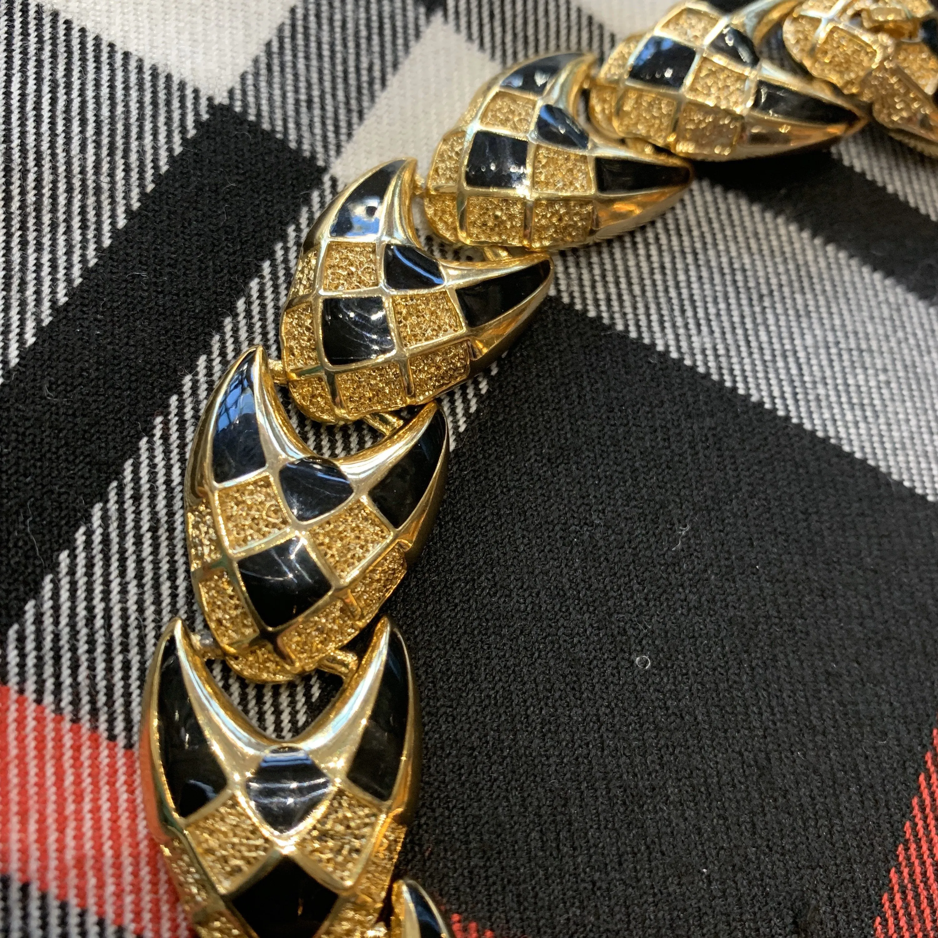 Balenciaga Necklace Black and Gold Enamel