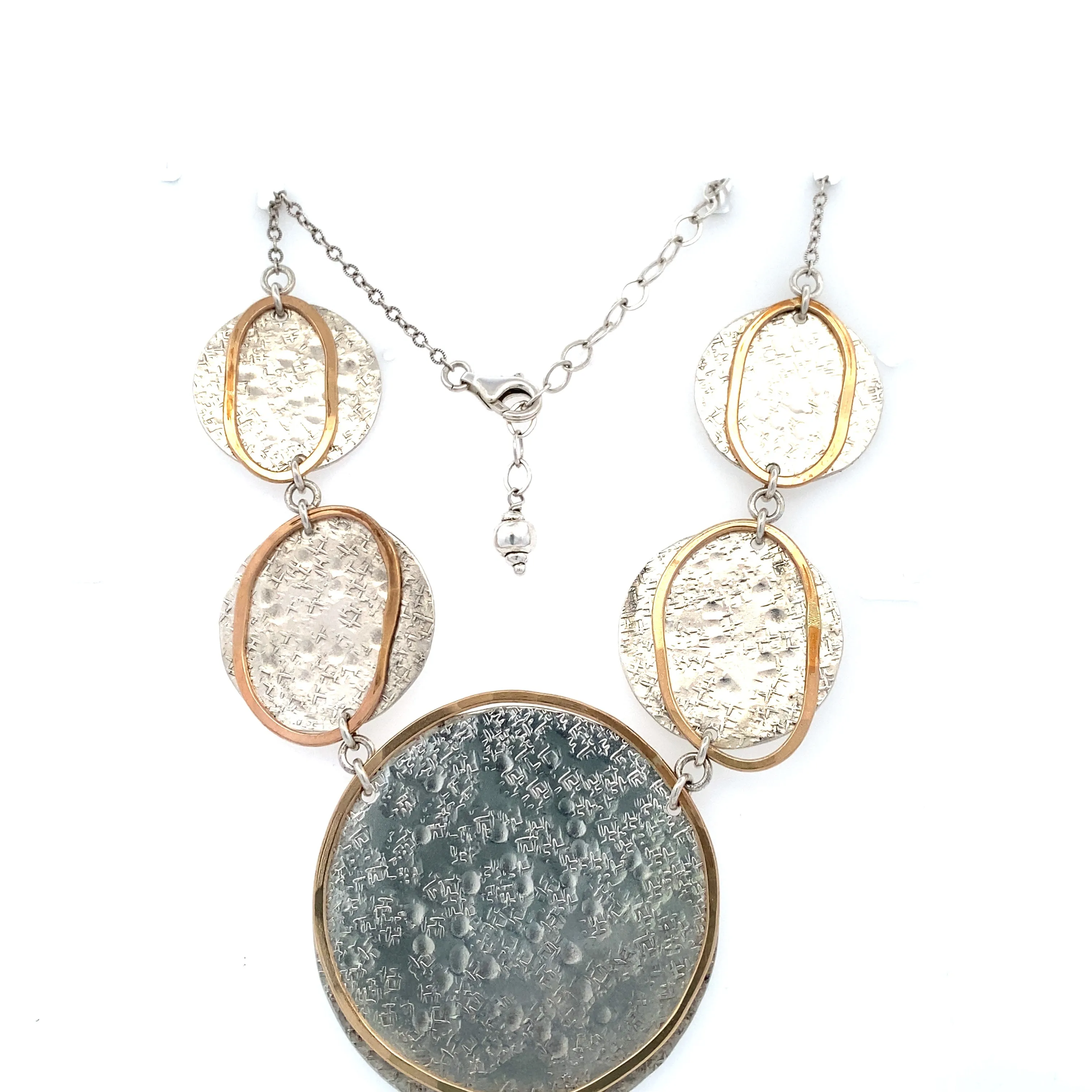 BCJ Estate Jewelry Two-Tone Fancy Disc Necklace