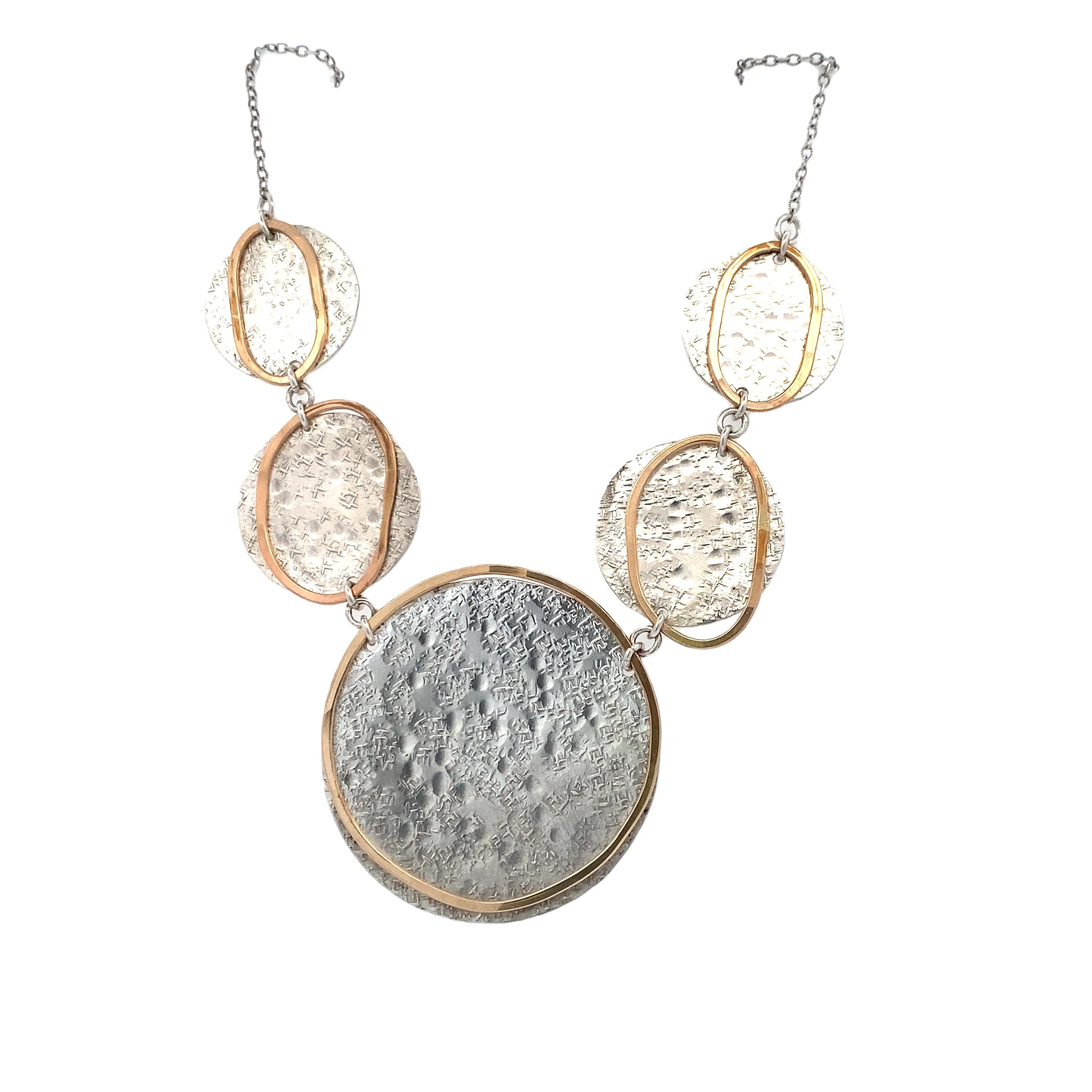 BCJ Estate Jewelry Two-Tone Fancy Disc Necklace