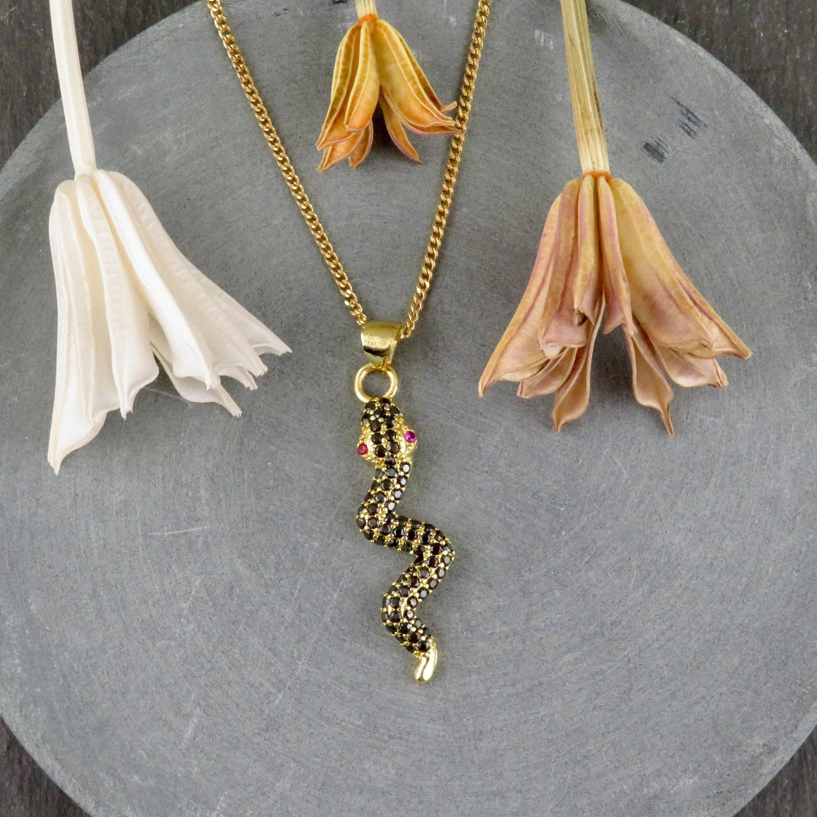 Black and Gold Snake Necklace