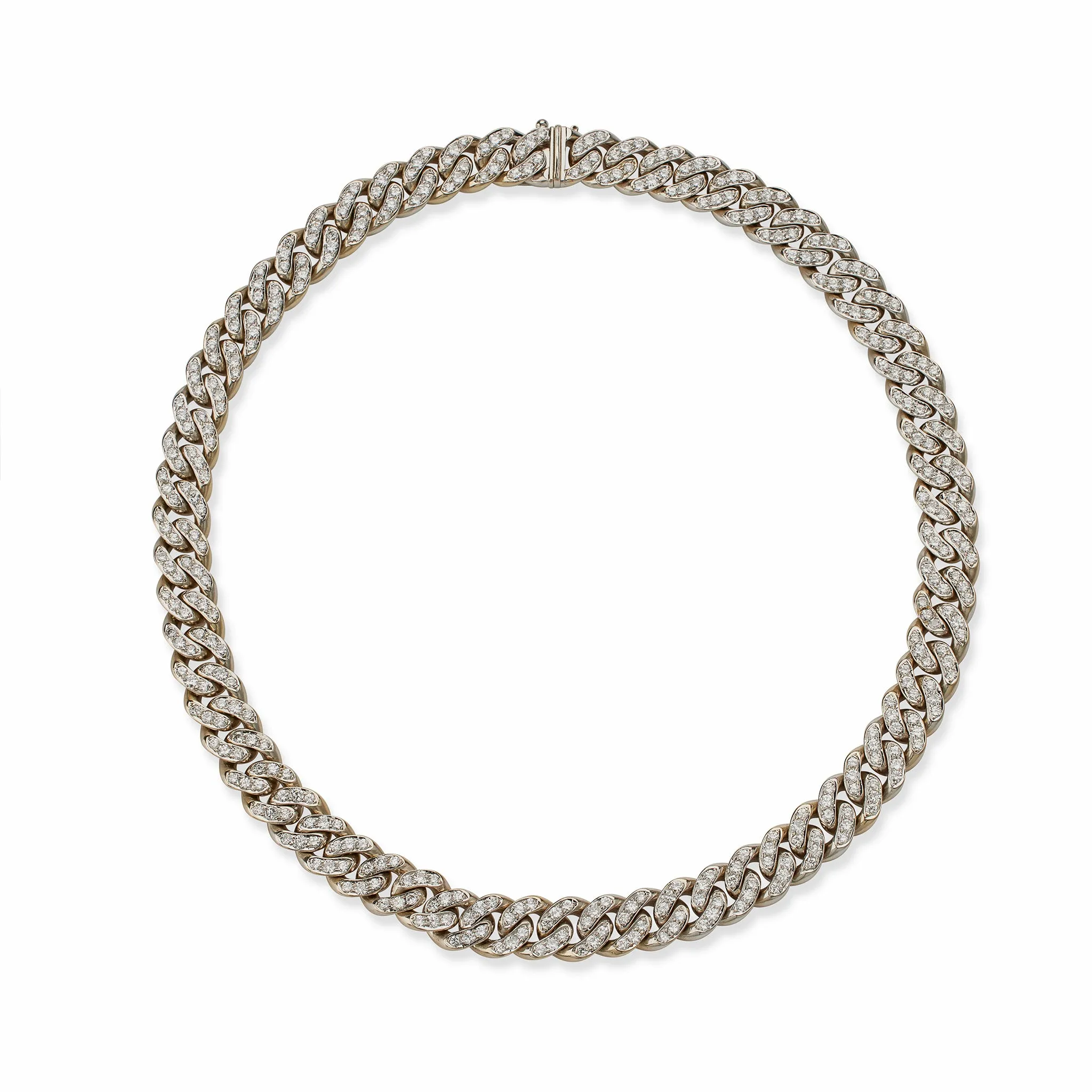 Bulgari 18K White Gold and Diamond "Gourmette" Chain Necklace