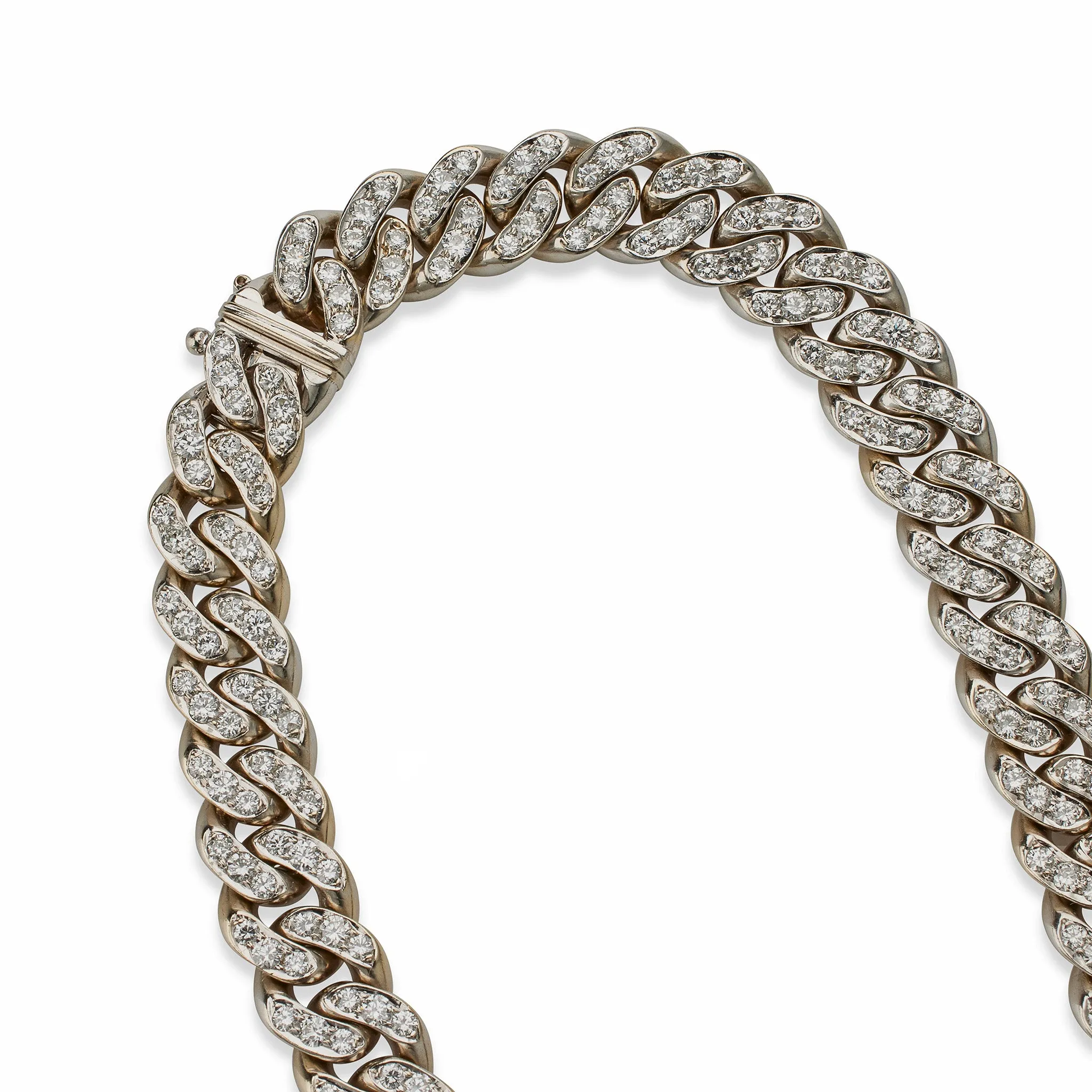 Bulgari 18K White Gold and Diamond "Gourmette" Chain Necklace