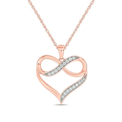 Cali Trove Diamond Infinity Heart Pendant for Women (Rose Gold) | 1/4cttw Real White Diamonds Necklace for Women | Infinity Heart Pendant Gift for her | Mother's Day Gift for Mom |Jewelry for Women