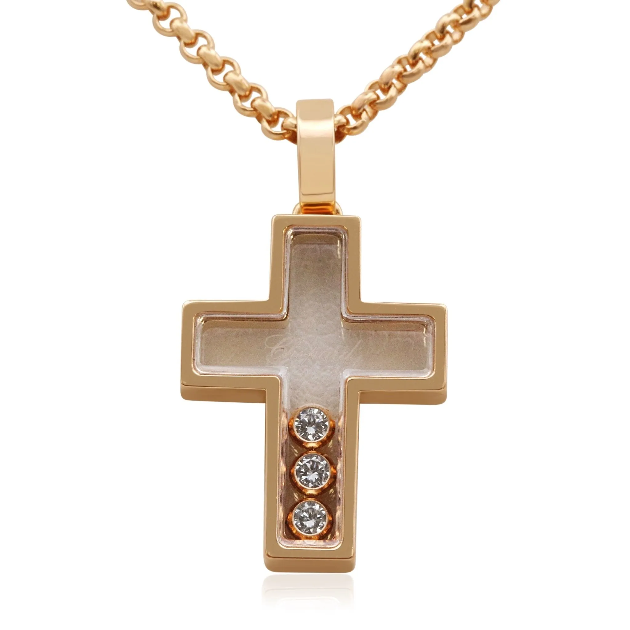 Chopard Happy Diamonds Cross Pendant Necklace - 18ct Rose Gold