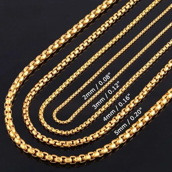 Classy Men 4mm Gold Box Chain Necklace