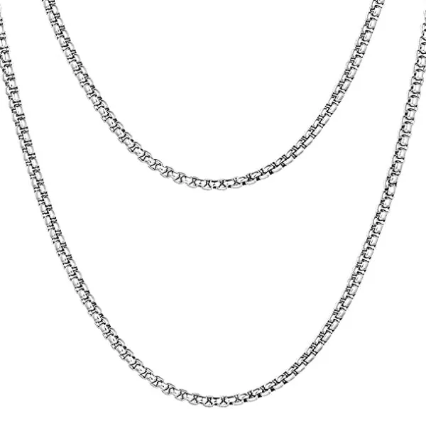 Classy Men 4mm Silver Box Chain Necklace