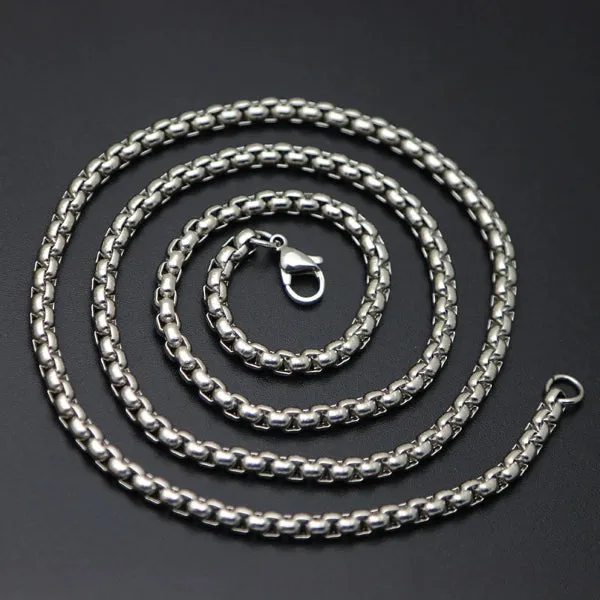 Classy Men 4mm Silver Box Chain Necklace