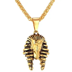 Classy Men Gold Egyptian Pharaoh Pendant Necklace