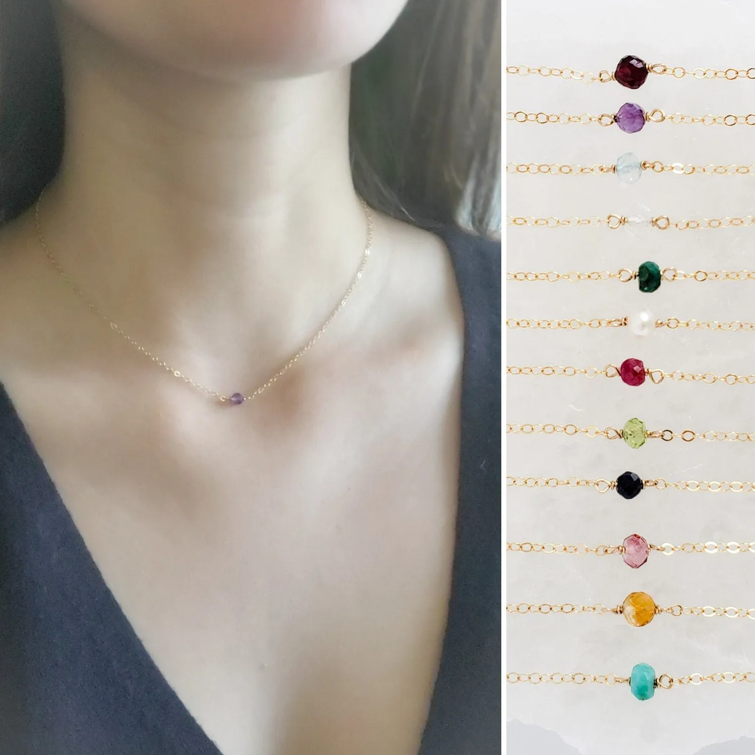 Dainty Birthstone Necklace