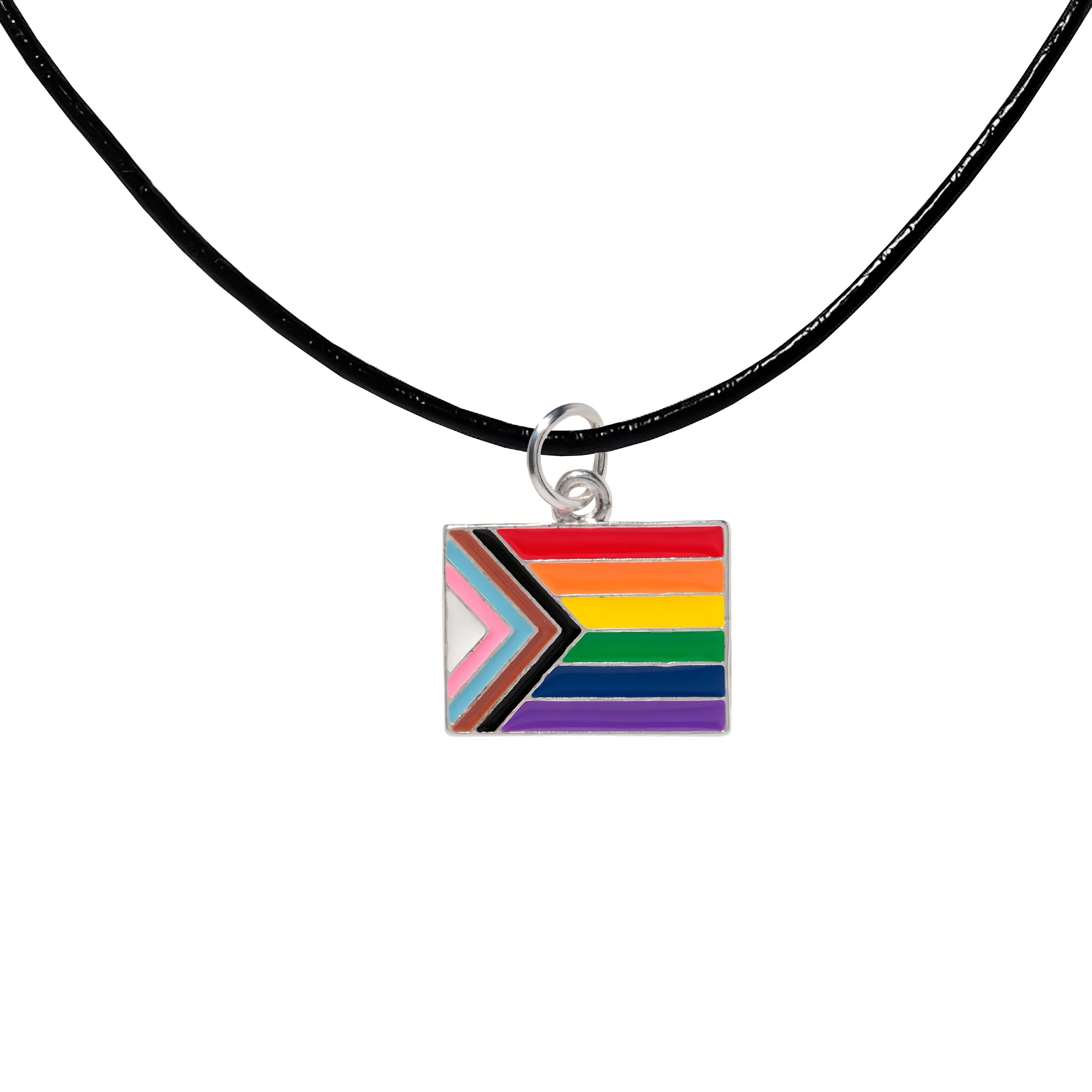 Daniel Quasar Flag Charm on Black Cord Necklaces