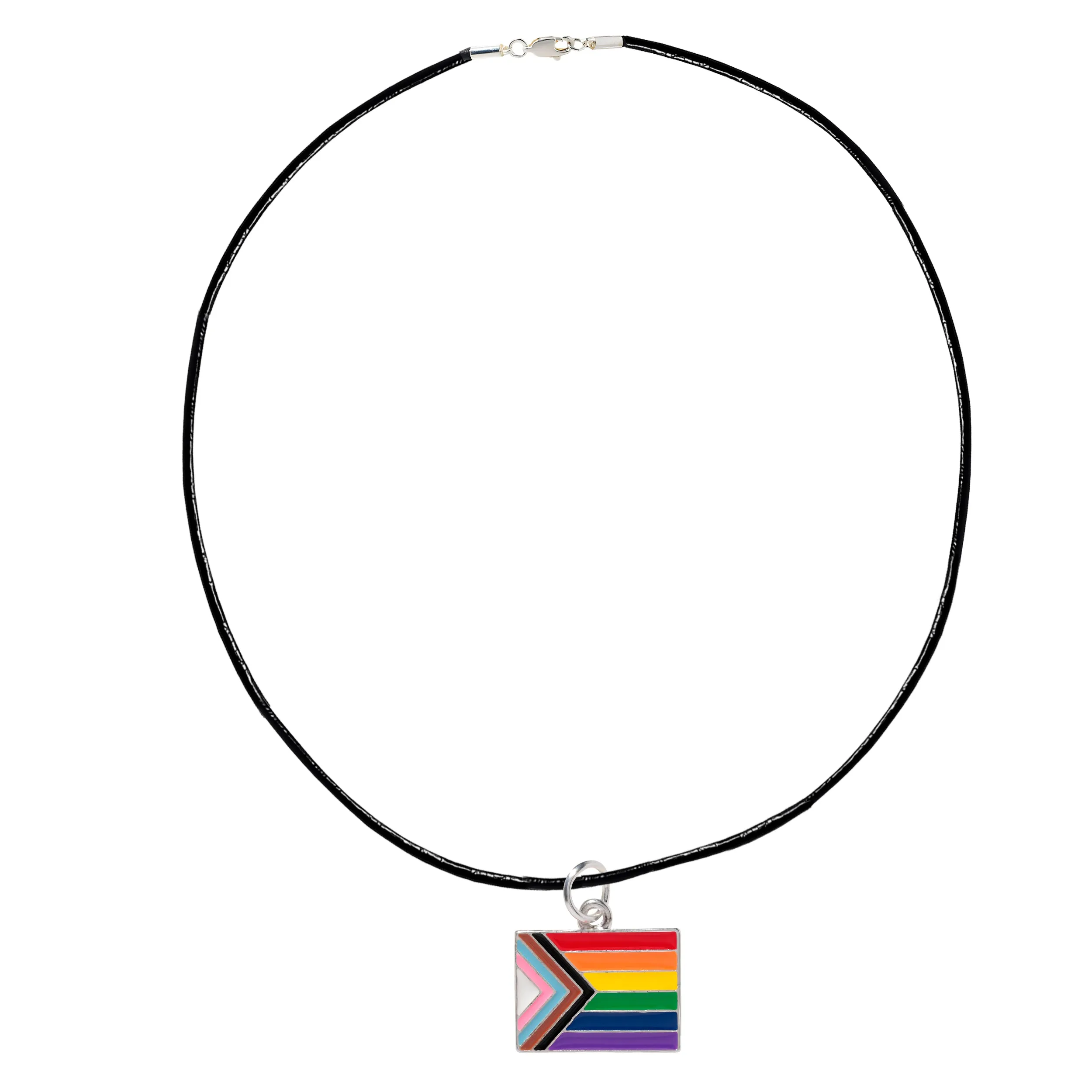 Daniel Quasar Flag Charm on Black Cord Necklaces