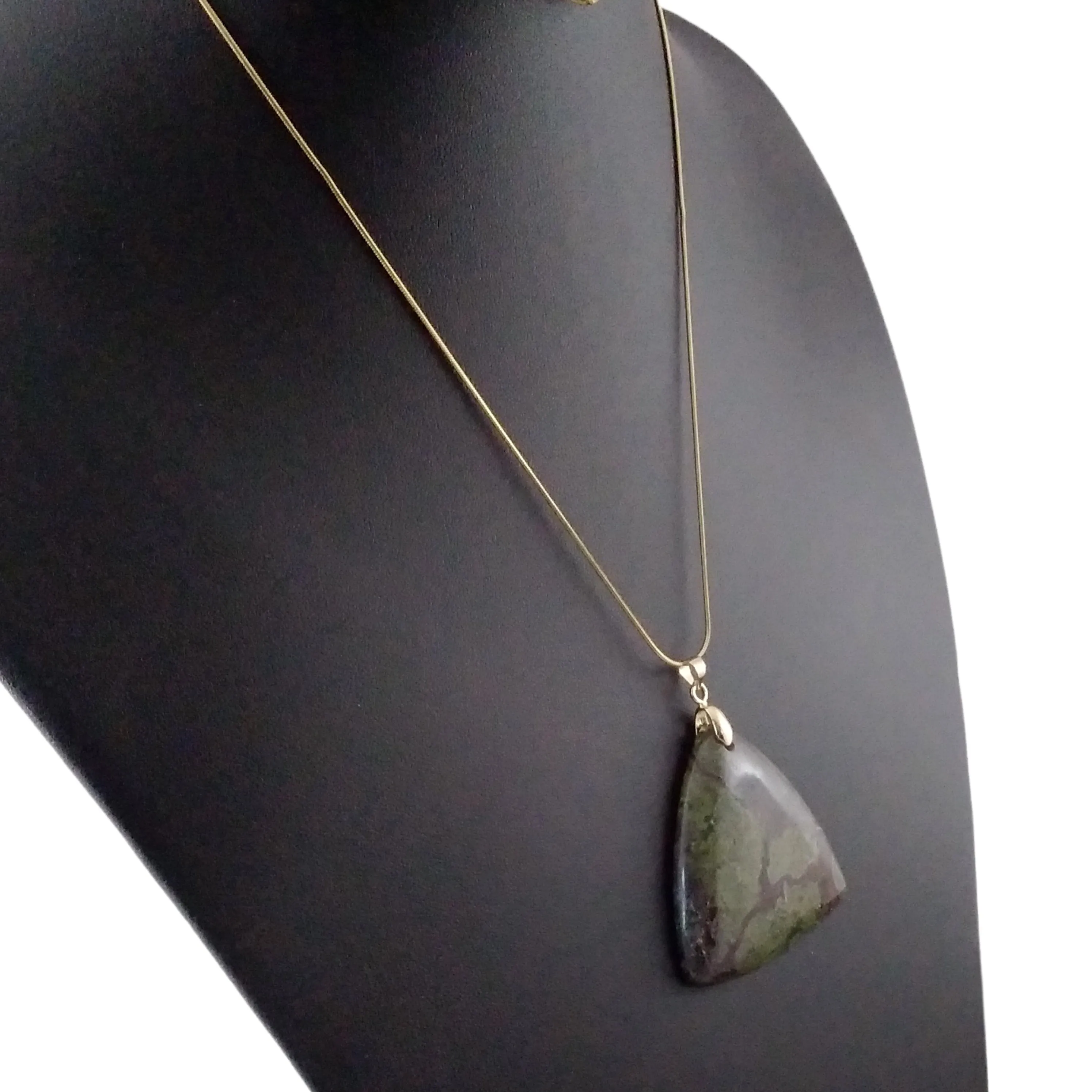 Dragon Bloodstone Necklace Gold Triangle