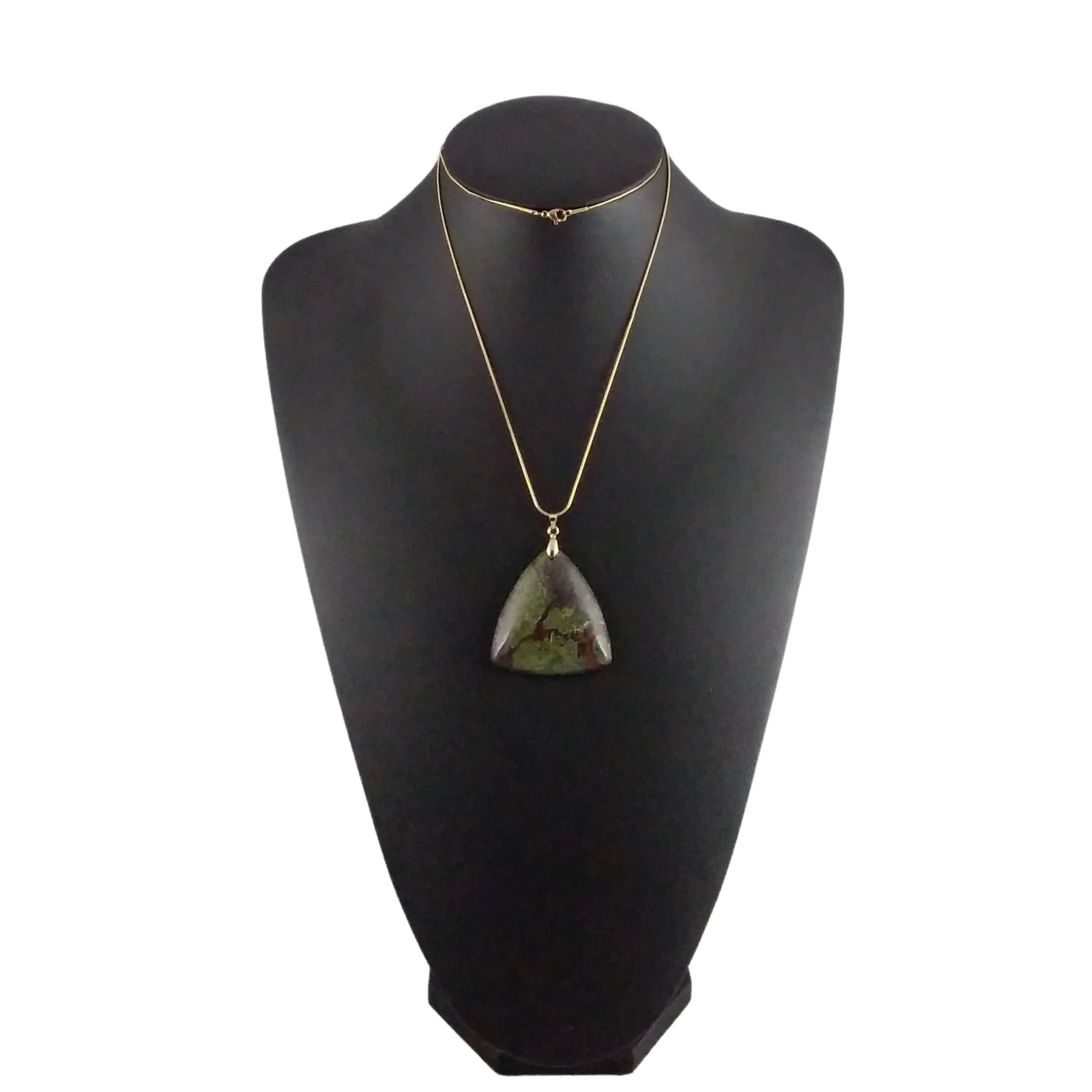 Dragon Bloodstone Necklace Gold Triangle