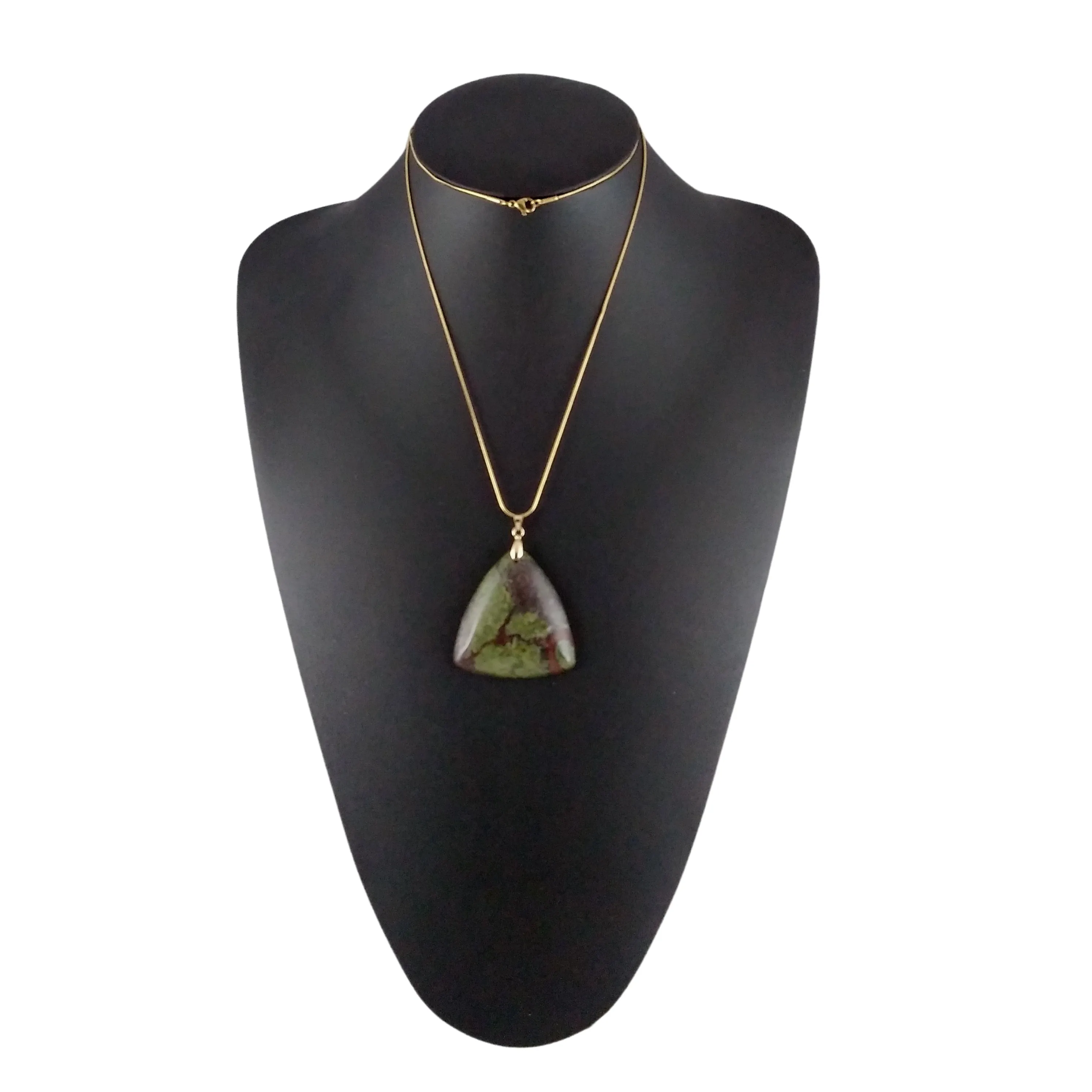 Dragon Bloodstone Necklace Gold Triangle