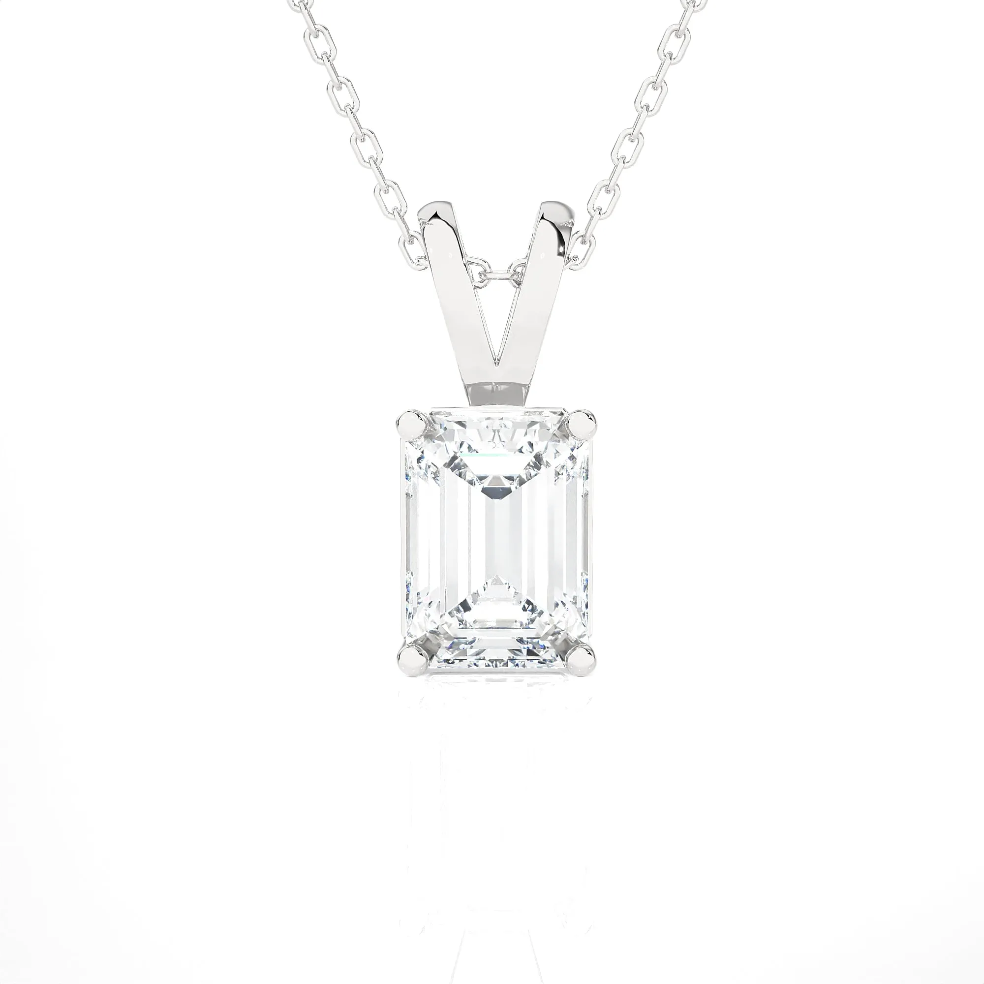 Emerald-Cut Lab Grown Diamond Solitaire Pendant