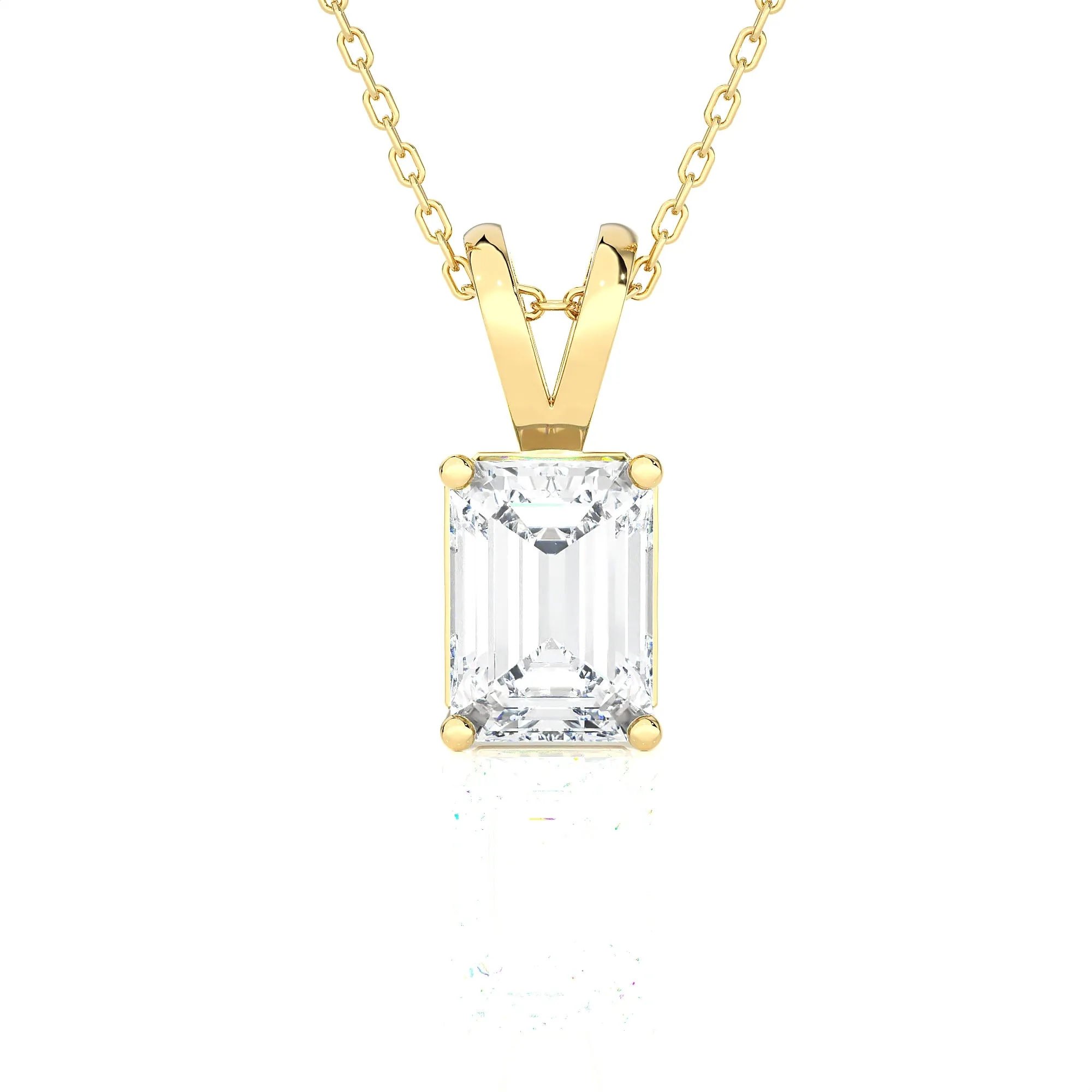 Emerald-Cut Lab Grown Diamond Solitaire Pendant