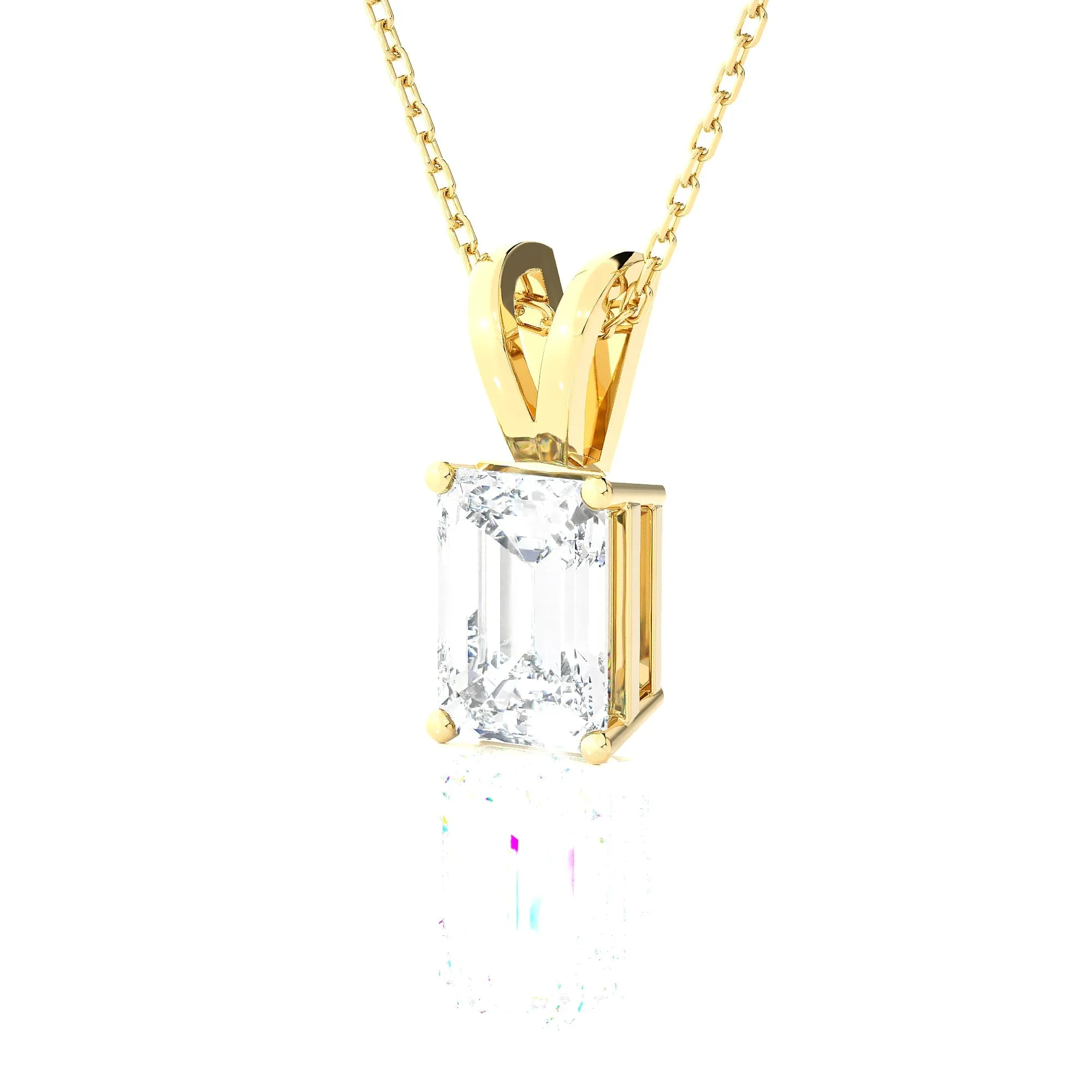 Emerald-Cut Lab Grown Diamond Solitaire Pendant