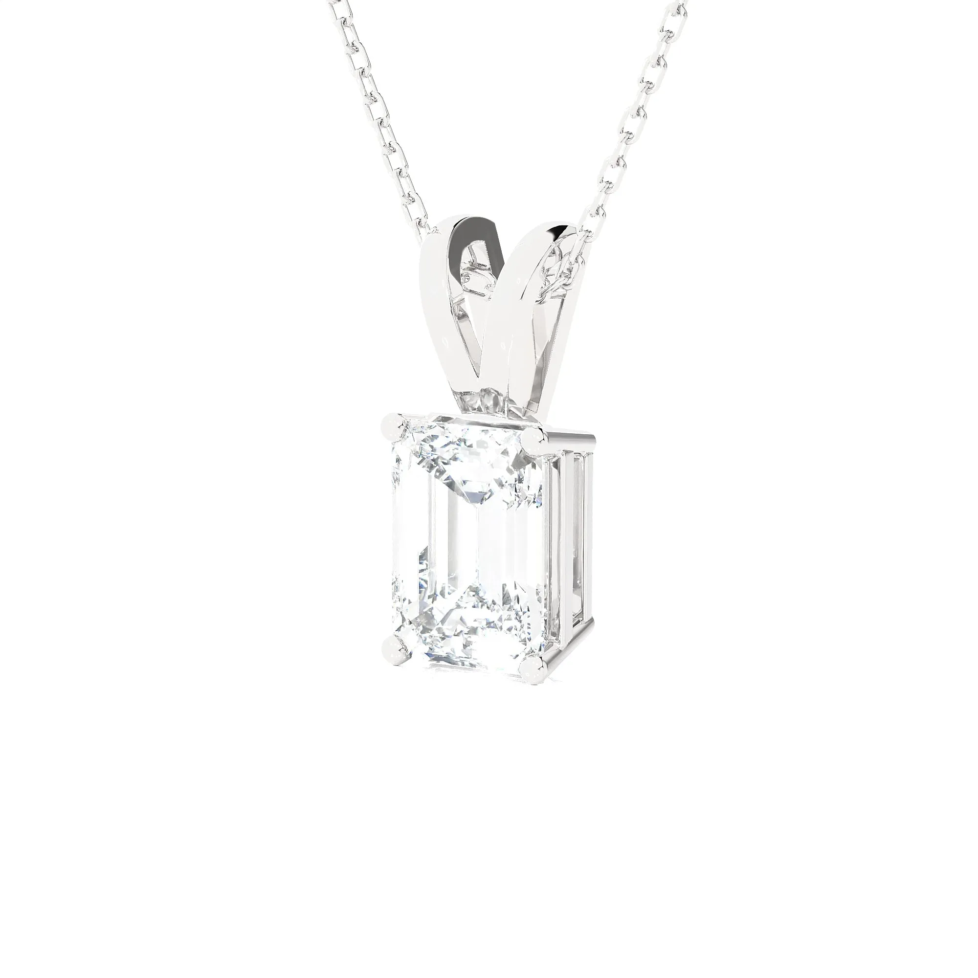 Emerald-Cut Lab Grown Diamond Solitaire Pendant