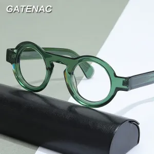 Gatenac Unisex Full Rim Round Handcrafted Acetate Frame Eyeglasses Gxyj771