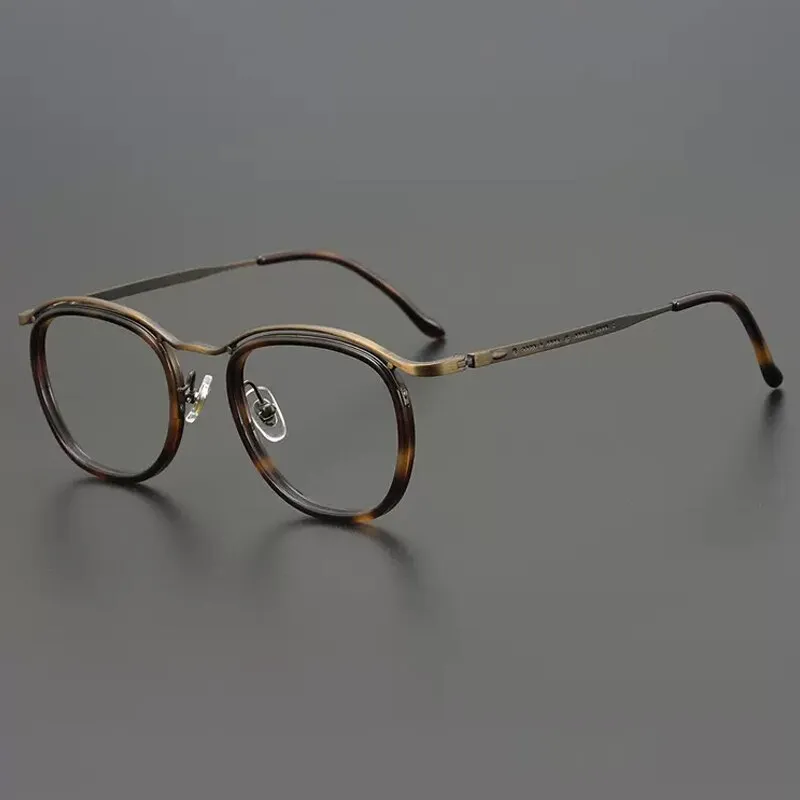 Gatenac Unisex Full Rim Round Square Titanium Acetate Eyeglasses Gxyj905