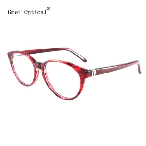 Gmei Women's Eyeglasses Burgundy Acetate Spring Hinges T8062