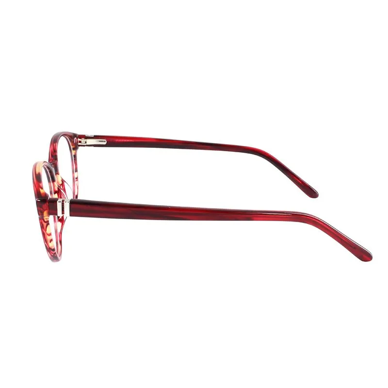 Gmei Women's Eyeglasses Burgundy Acetate Spring Hinges T8062